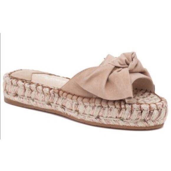 J/Slides 'Ritsy' Women's 10 Espadrille Suede Bow Slide Slip On Platform Sandal - Picture 2 of 11